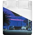 Night Scene Gas Station Building, Montevideo, Uruguay Duvet Cover (California King Size) View1