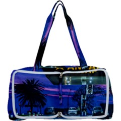 Night Scene Gas Station Building, Montevideo, Uruguay Multi Function Bag by dflcprintsclothing