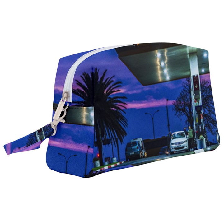 Night Scene Gas Station Building, Montevideo, Uruguay Wristlet Pouch Bag (Large)