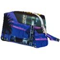 Night Scene Gas Station Building, Montevideo, Uruguay Wristlet Pouch Bag (Large) View2