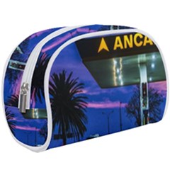 Night Scene Gas Station Building, Montevideo, Uruguay Makeup Case (large) by dflcprintsclothing