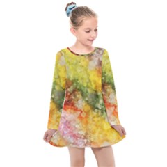 The Drawn Background Grunge, A Multikolor Kids  Long Sleeve Dress by FloraaplusDesign