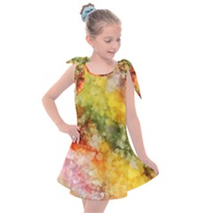 The Drawn Background Grunge, A Multikolor Kids  Tie Up Tunic Dress by FloraaplusDesign