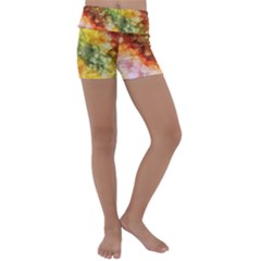 The Drawn Background Grunge, A Multikolor Kids  Lightweight Velour Yoga Shorts by FloraaplusDesign