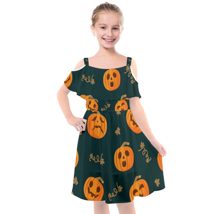 Halloween Kids  Cut Out Shoulders Chiffon Dress