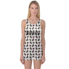 Lady Cat Pattern, Cute Cats Theme, Feline Design One Piece Boyleg Swimsuit by Casemiro