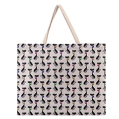 Lady Cat Pattern, Cute Cats Theme, Feline Design Zipper Large Tote Bag by Casemiro