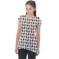 Lady Cat Pattern, Cute Cats Theme, Feline Design Cap Sleeve High Low Top by Casemiro