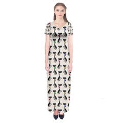 Lady Cat Pattern, Cute Cats Theme, Feline Design Short Sleeve Maxi Dress by Casemiro