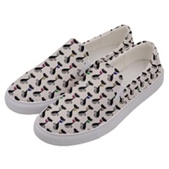 Lady Cat Pattern, Cute Cats Theme, Feline Design Men s Canvas Slip Ons by Casemiro