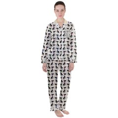 Lady Cat Pattern, Cute Cats Theme, Feline Design Satin Long Sleeve Pyjamas Set by Casemiro