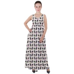 Lady Cat Pattern, Cute Cats Theme, Feline Design Empire Waist Velour Maxi Dress by Casemiro