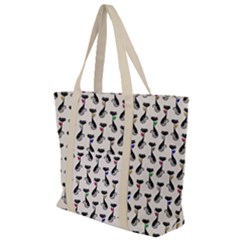 Lady Cat Pattern, Cute Cats Theme, Feline Design Zip Up Canvas Bag by Casemiro