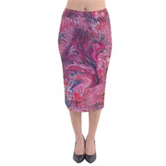 Dragons Flames Velvet Midi Pencil Skirt by kaleidomarblingart