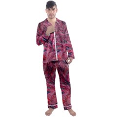 Dragons Flames Men s Long Sleeve Satin Pyjamas Set by kaleidomarblingart