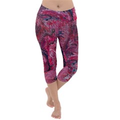 Dragons Flames Lightweight Velour Capri Yoga Leggings by kaleidomarblingart