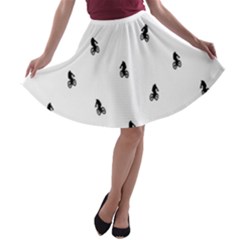 Riding Bike Motif Print Pattern A-line Skater Skirt by dflcprintsclothing