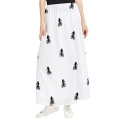 Riding Bike Motif Print Pattern Maxi Chiffon Skirt