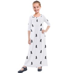 Riding Bike Motif Print Pattern Kids  Quarter Sleeve Maxi Dress by dflcprintsclothing