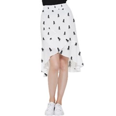 Riding Bike Motif Print Pattern Frill Hi Low Chiffon Skirt