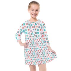 Aqua Coral Kids  Quarter Sleeve Shirt Dress by CuteKingdom