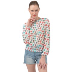 Aqua Coral Banded Bottom Chiffon Top