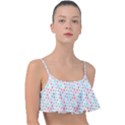 Aqua coral Frill Bikini Top View1