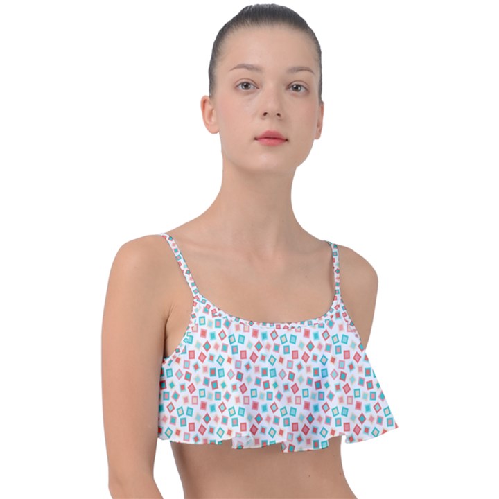 Aqua coral Frill Bikini Top