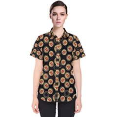 Earth With Flowers And Tree  Wood  Vintage Women s Short Sleeve Shirt