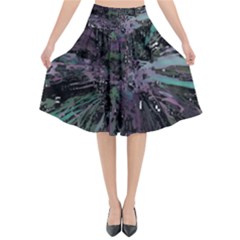 Glitched Out Flared Midi Skirt by MRNStudios