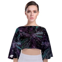 Glitched Out Tie Back Butterfly Sleeve Chiffon Top by MRNStudios