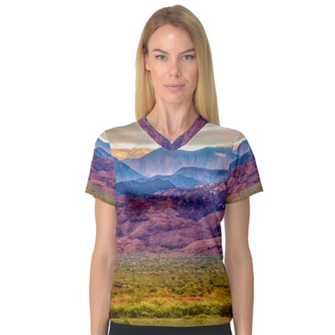 Arid Andean Landscape, La Rioja, Argentina010 V-neck Sport Mesh Tee by dflcprintsclothing