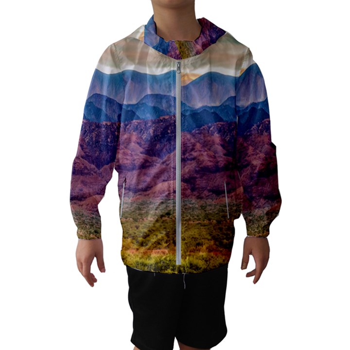 Arid Andean Landscape, La Rioja, Argentina010 Kids  Hooded Windbreaker