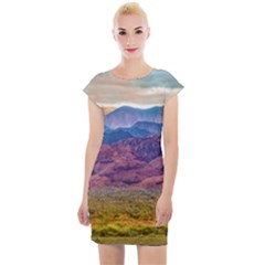 Arid Andean Landscape, La Rioja, Argentina010 Cap Sleeve Bodycon Dress by dflcprintsclothing