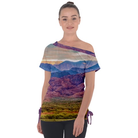 Arid Andean Landscape, La Rioja, Argentina010 Tie-up Tee by dflcprintsclothing