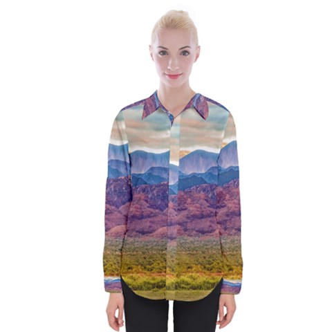 Arid Andean Landscape, La Rioja, Argentina010 Womens Long Sleeve Shirt by dflcprintsclothing