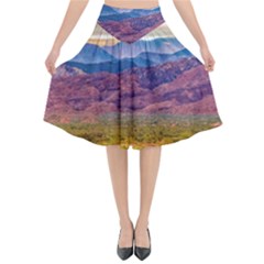 Arid Andean Landscape, La Rioja, Argentina010 Flared Midi Skirt by dflcprintsclothing