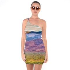 Arid Andean Landscape, La Rioja, Argentina010 One Soulder Bodycon Dress by dflcprintsclothing