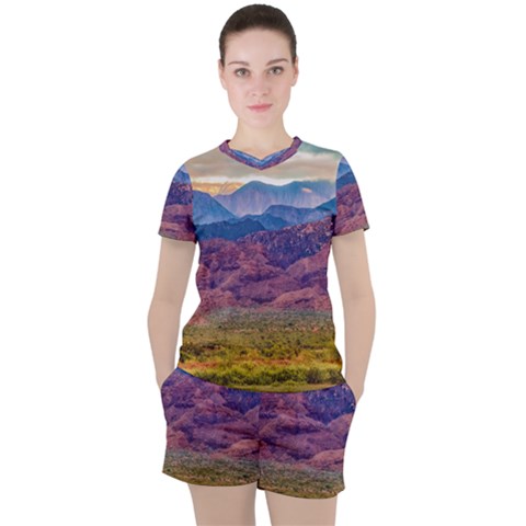 Arid Andean Landscape, La Rioja, Argentina010 Women s Tee And Shorts Set by dflcprintsclothing