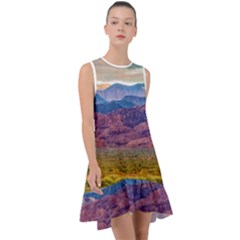 Arid Andean Landscape, La Rioja, Argentina010 Frill Swing Dress by dflcprintsclothing