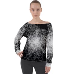 String Theory Off Shoulder Long Sleeve Velour Top