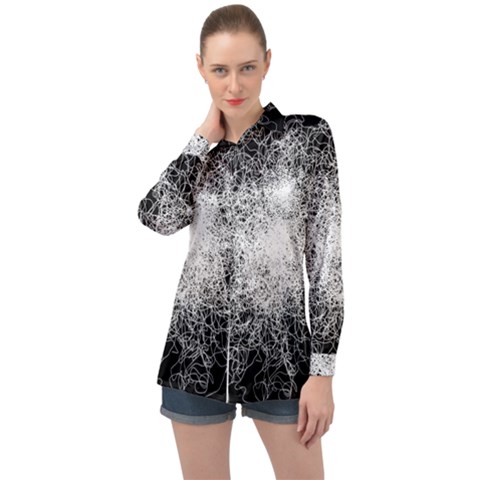 String Theory Long Sleeve Satin Shirt by CuteKingdom