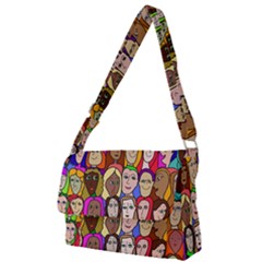 Sisters Full Print Messenger Bag (l) by Kritter