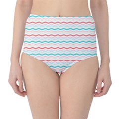 Aqua Coral Waves Classic High-waist Bikini Bottoms by CuteKingdom