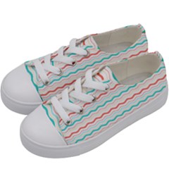 Aqua Coral Waves Kids  Low Top Canvas Sneakers by CuteKingdom