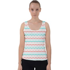 Aqua Coral Waves Velvet Tank Top