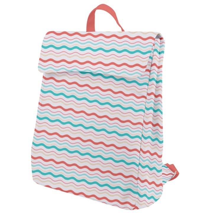 Aqua Coral Waves Flap Top Backpack