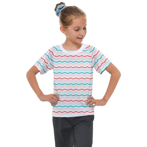 Aqua Coral Waves Kids  Mesh Piece Tee by CuteKingdom