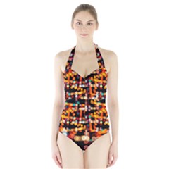 Multicolored Bubbles Print Pattern Halter Swimsuit by dflcprintsclothing