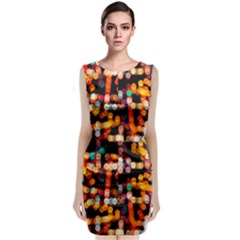 Multicolored Bubbles Print Pattern Sleeveless Velvet Midi Dress